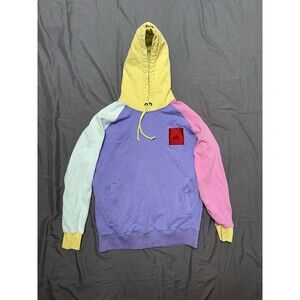 Teddy Fresh Sweater Mens Medium Hoodie Colorblock Purple Yellow Pink Casual